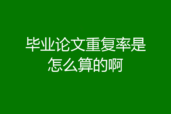 毕业论文重复率是怎么算的啊