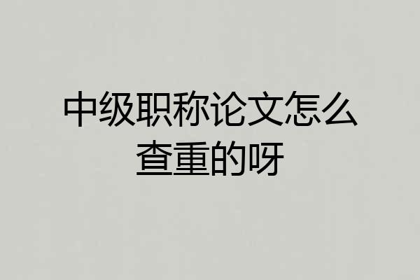 中级职称论文怎么查重的呀