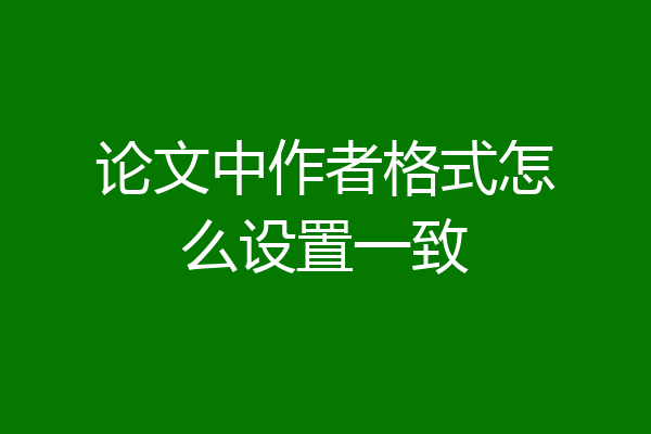 论文中作者格式怎么设置一致