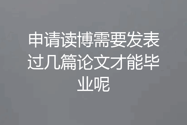 申请读博需要发表过几篇论文才能毕业呢