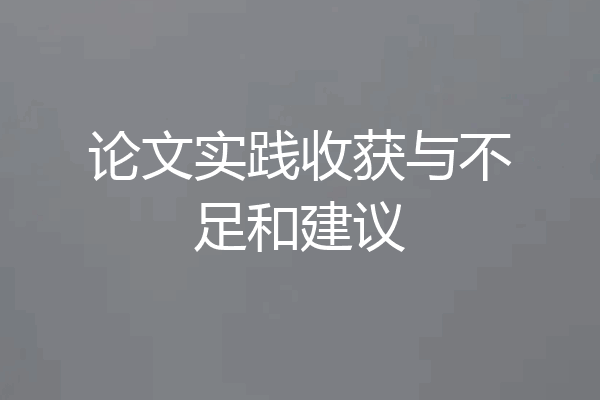 论文实践收获与不足和建议
