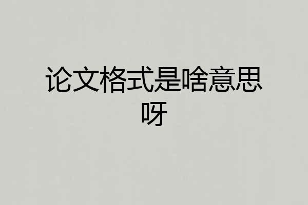 论文格式是啥意思呀