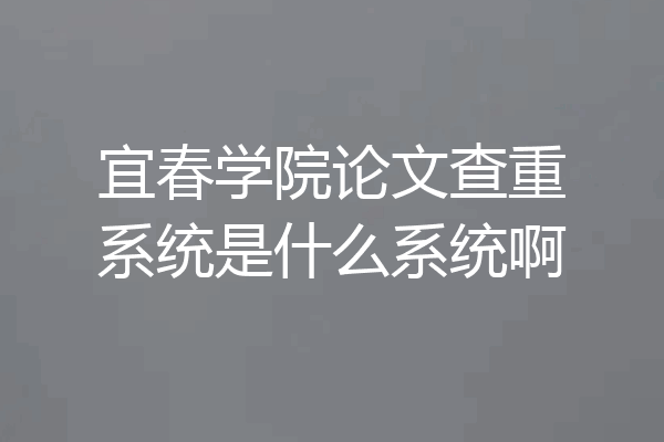 宜春学院论文查重系统是什么系统啊