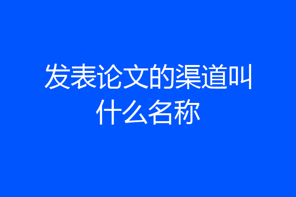 发表论文的渠道叫什么名称