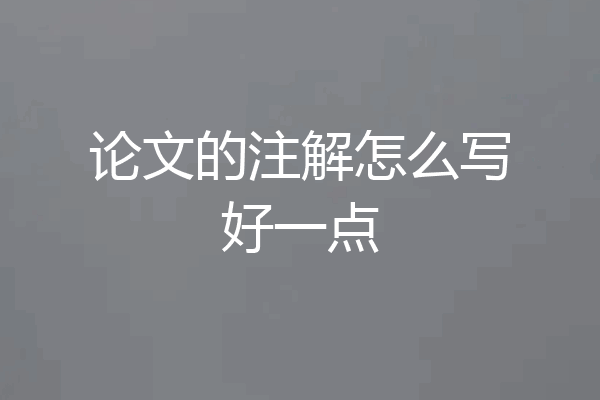 论文的注解怎么写好一点