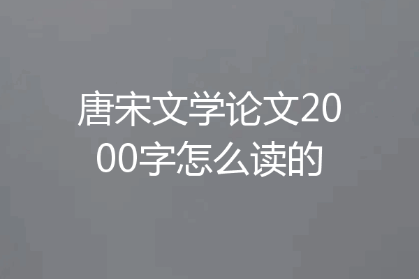 唐宋文学论文2000字怎么读的