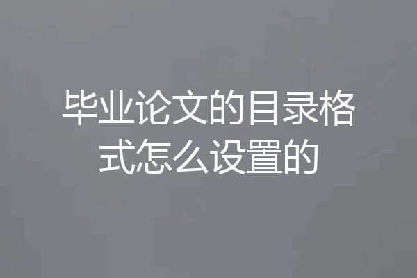 毕业论文的目录格式怎么设置的