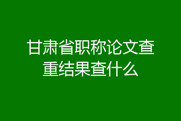 甘肃省职称论文查重结果查什么