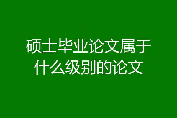 硕士毕业论文属于什么级别的论文
