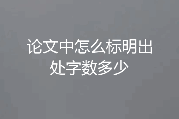 论文中怎么标明出处字数多少