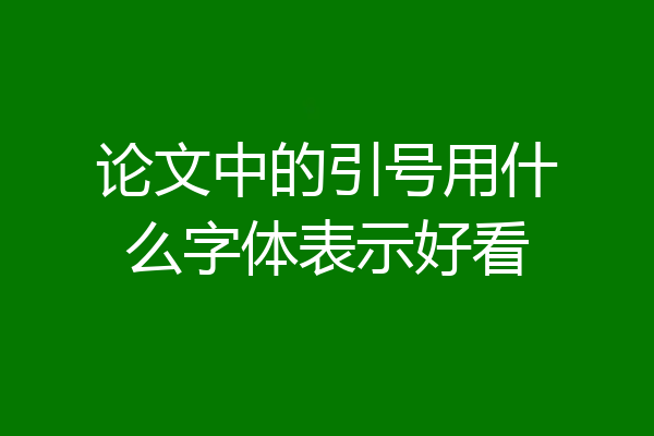 论文中的引号用什么字体表示好看