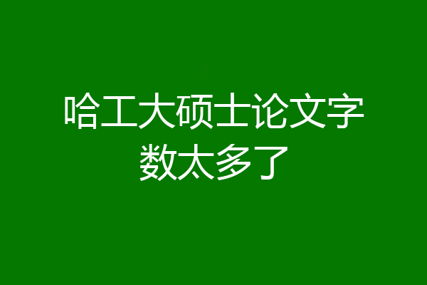 哈工大硕士论文字数太多了