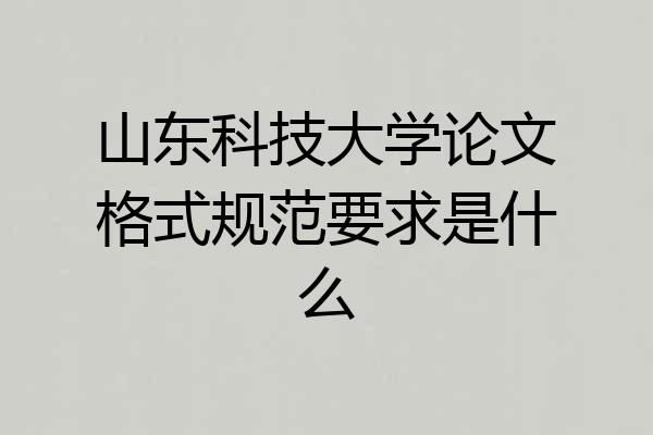 山东科技大学论文格式规范要求是什么