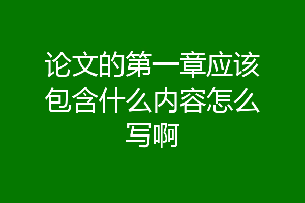 论文的第一章应该包含什么内容怎么写啊