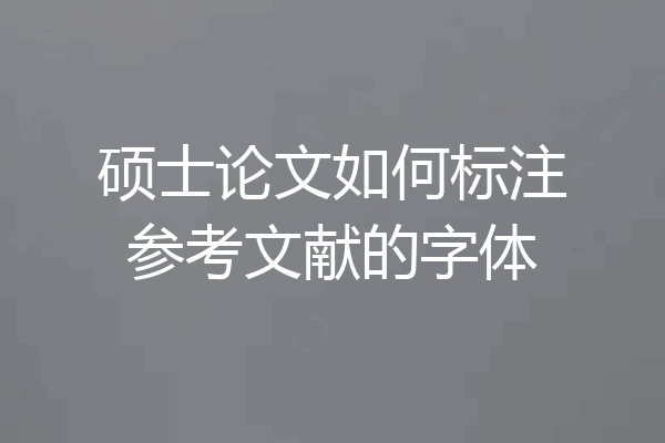 硕士论文如何标注参考文献的字体