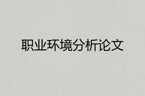 职业环境分析论文