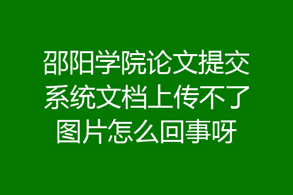 邵阳学院论文提交系统文档上传不了图片怎么回事呀