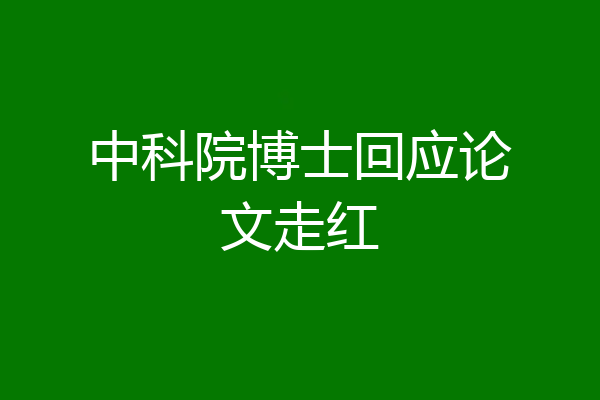 中科院博士回应论文走红