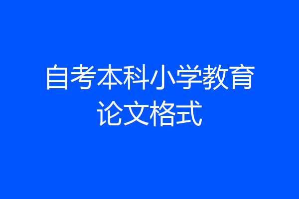 自考本科小学教育论文格式
