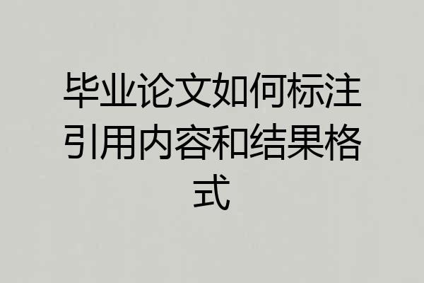 毕业论文如何标注引用内容和结果格式