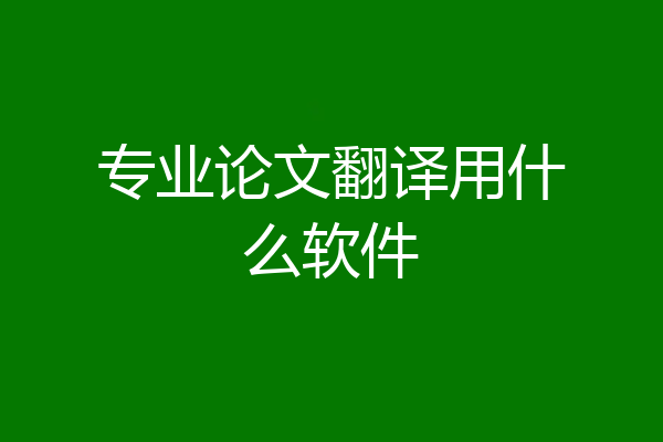 专业论文翻译用什么软件