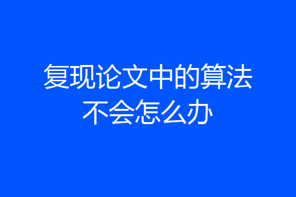 复现论文中的算法不会怎么办