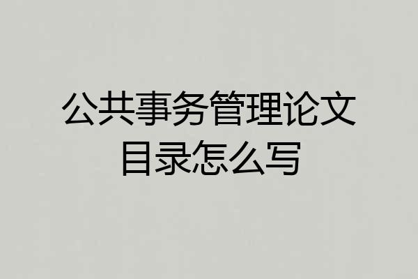 公共事务管理论文目录怎么写