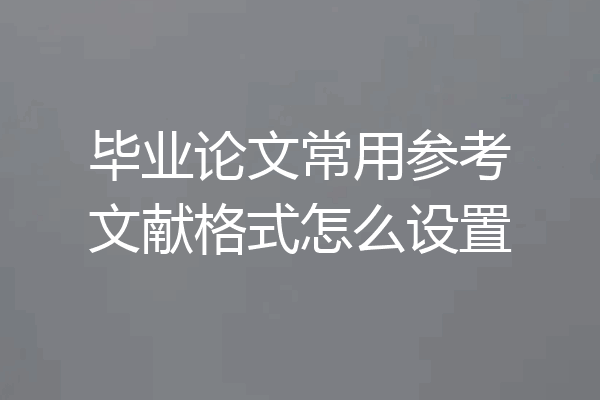 毕业论文常用参考文献格式怎么设置