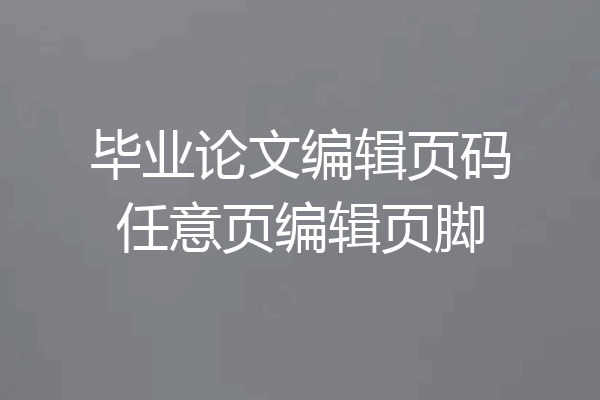 毕业论文编辑页码任意页编辑页脚
