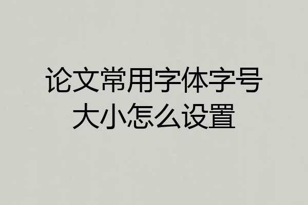 论文常用字体字号大小怎么设置