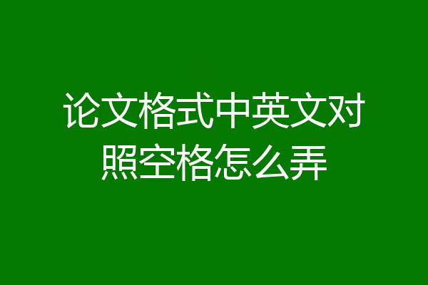 论文格式中英文对照空格怎么弄