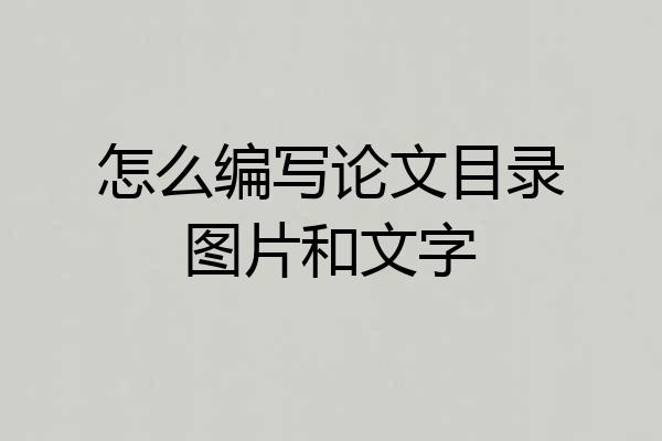 怎么编写论文目录图片和文字