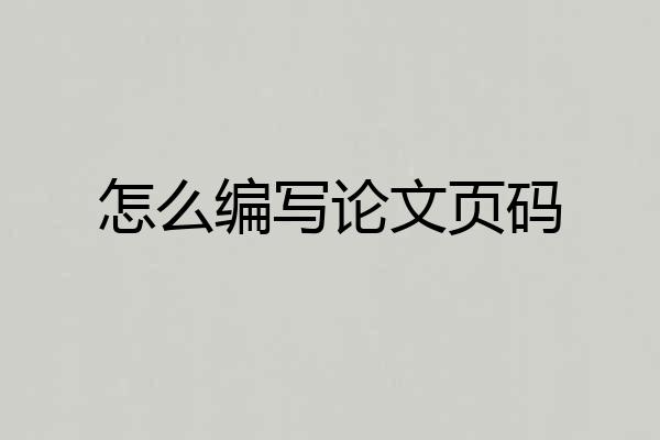怎么编写论文页码