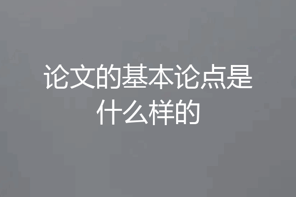 论文的基本论点是什么样的