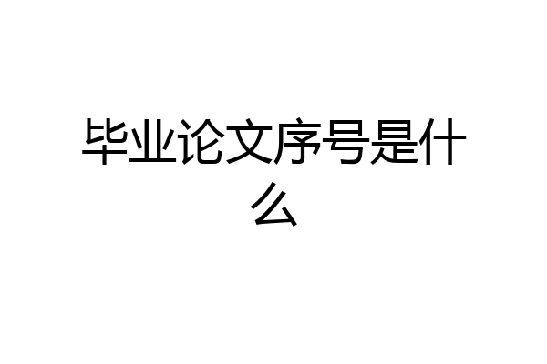 毕业论文序号是什么
