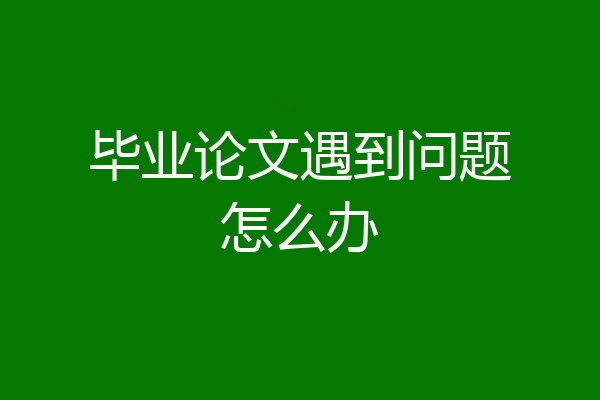 毕业论文遇到问题怎么办