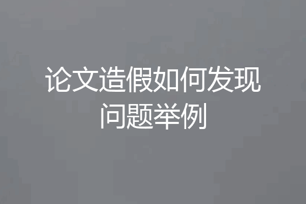 论文造假如何发现问题举例