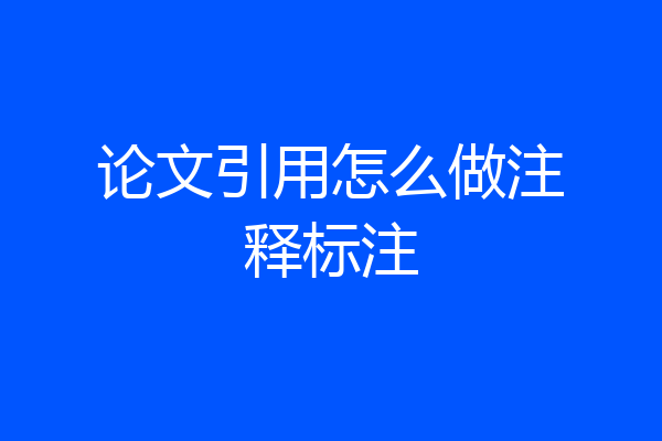 论文引用怎么做注释标注