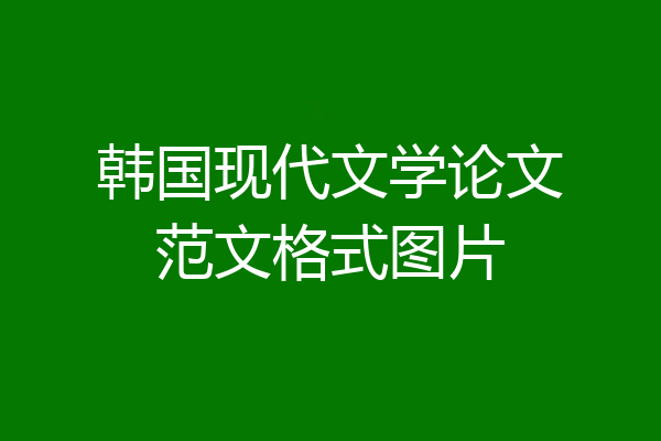韩国现代文学论文范文格式图片