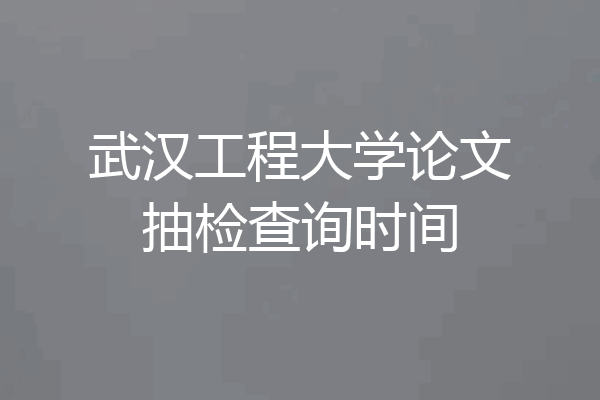 武汉工程大学论文抽检查询时间