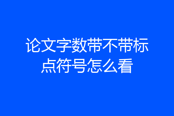 论文字数带不带标点符号怎么看