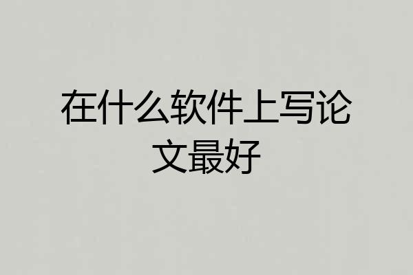 在什么软件上写论文最好