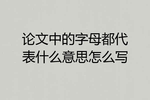 论文中的字母都代表什么意思怎么写