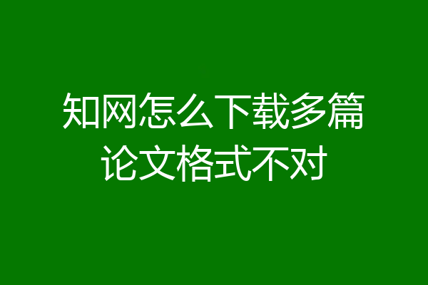 知网怎么下载多篇论文格式不对
