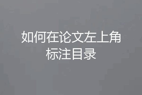 如何在论文左上角标注目录