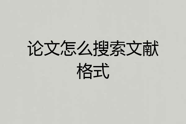 论文怎么搜索文献格式