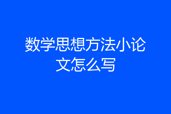 数学思想方法小论文怎么写