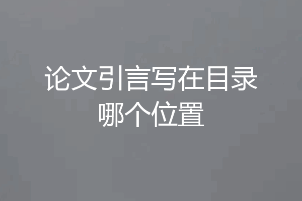 论文引言写在目录哪个位置