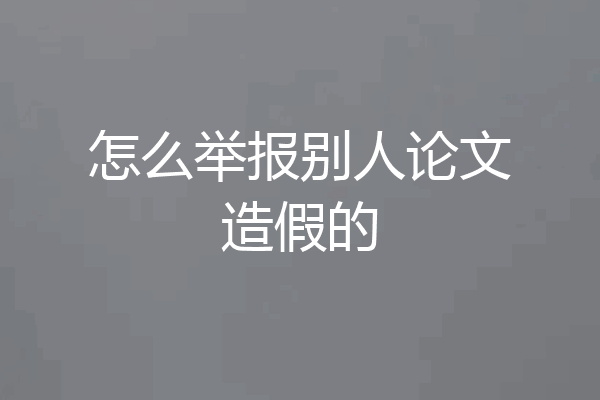 怎么举报别人论文造假的