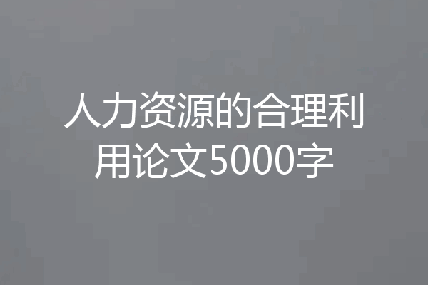 人力资源的合理利用论文5000字